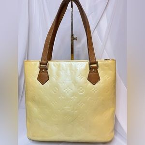 Louis Vuitton Houston Monogram Vernis Tote Pastel Yellow Authentic